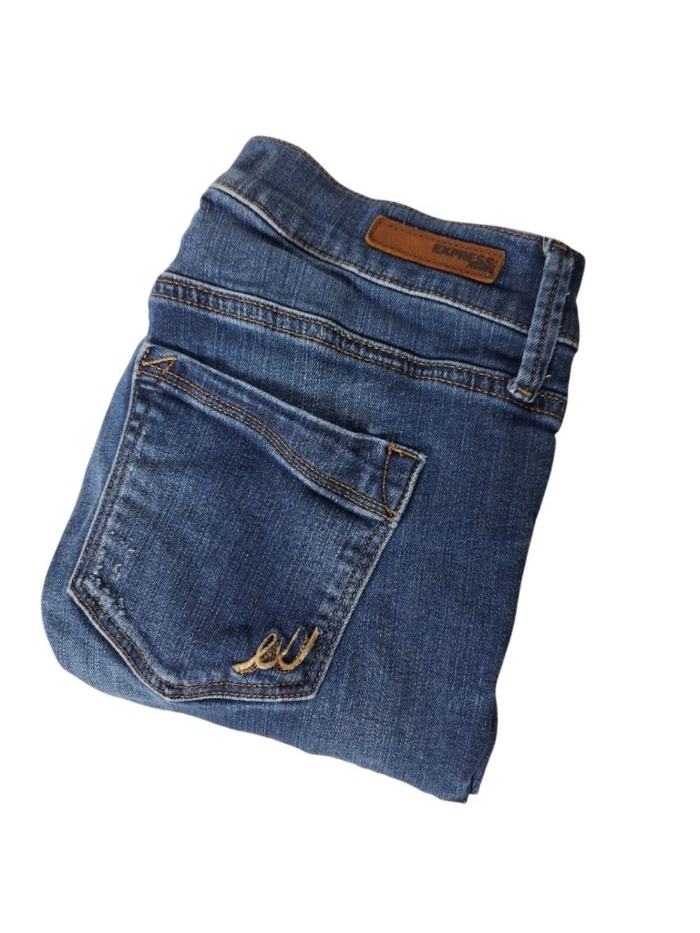 Express Jeans Legging Mid Rise Women Blue Distressed Denim Pants Size 6R